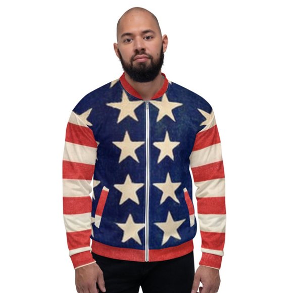 Vintage Flag of the United States of America Unisex Bomber Jacket - Picture 1 of 6